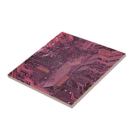 Fuchsia Cyber Circuit Board Tech Art Electronics Fliese (Seite)