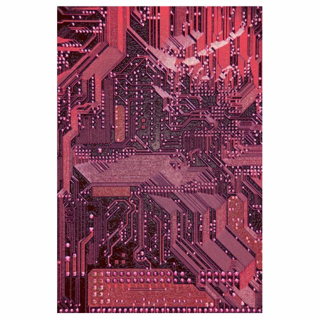 Fuchsia Cyber Circuit Board Tech Art Electronics Fotoskulptur Ornament (Vorne)