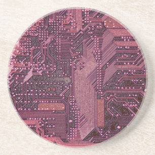 Fuchsia Cyber Circuit Board Tech Art Electronics Getränkeuntersetzer