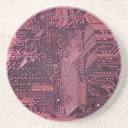 Fuchsia Cyber Circuit Board Tech Art Electronics Getränkeuntersetzer (Vorne)