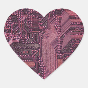 Fuchsia Cyber Circuit Board Tech Art Electronics Herz-Aufkleber