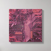 Fuchsia Cyber Circuit Board Tech Art Electronics Leinwanddruck (Vorderseite)