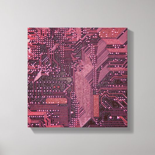 Fuchsia Cyber Circuit Board Tech Art Electronics Leinwanddruck (Vorderseite)