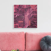 Fuchsia Cyber Circuit Board Tech Art Electronics Leinwanddruck (Insitu (Wohnzimmer))