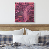Fuchsia Cyber Circuit Board Tech Art Electronics Leinwanddruck (Insitu (Schlafzimmer))