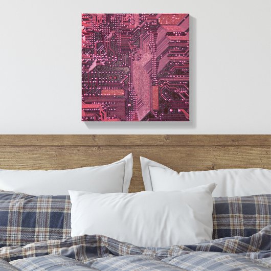 Fuchsia Cyber Circuit Board Tech Art Electronics Leinwanddruck (Insitu (Schlafzimmer))