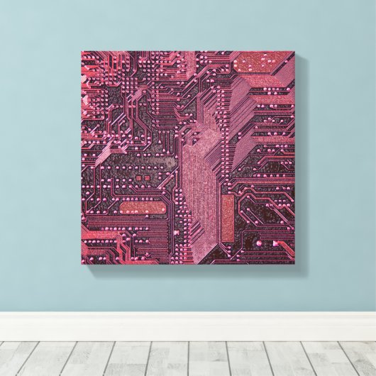 Fuchsia Cyber Circuit Board Tech Art Electronics Leinwanddruck (Insitu (Holzboden))