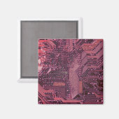 Fuchsia Cyber Circuit Board Tech Art Electronics Magnet (Vorderseite/Rückseite)
