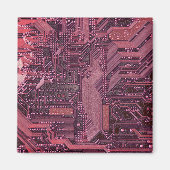 Fuchsia Cyber Circuit Board Tech Art Electronics Magnet (Vorne)