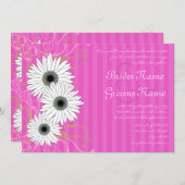 Fuchsia Daisy Wedding Einladung (Vorne/Hinten)