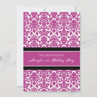 Fuchsia Damask 21. Geburtstag Party Einladung