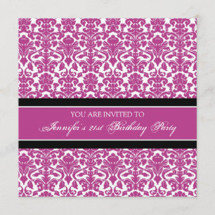Fuchsia Damask 21. Geburtstag Party Einladung