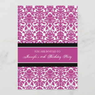 Fuchsia Damask 30. Geburtstag Party Einladungen