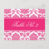 Fuchsia Damask Wedding Tischnummer (Rückseite)