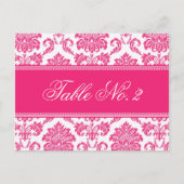 Fuchsia Damask Wedding Tischnummer (Vorderseite)