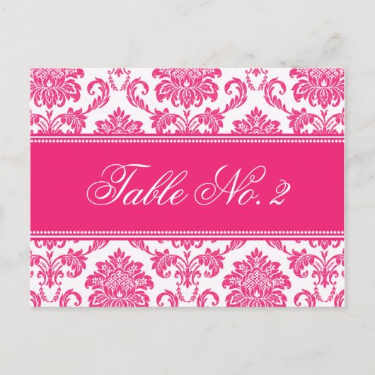 Fuchsia Damask Wedding Tischnummer (Vorderseite)