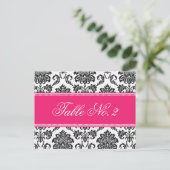 Fuchsia Damask Wedding Tischnummer (Stehend Vorderseite)