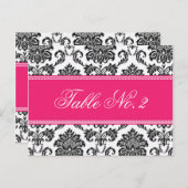 Fuchsia Damask Wedding Tischnummer (Vorne/Hinten)