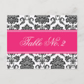 Fuchsia Damask Wedding Tischnummer (Rückseite)