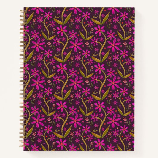 Fuchsia | Dancing Watercolor Daisies Notizblock (Vorderseite)