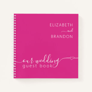 Fuchsia, das moderne Minimal Wedding Gästebuch Notizblock