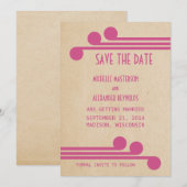 Fuchsia Deco Chic Save the Date Einladung (Vorne/Hinten)