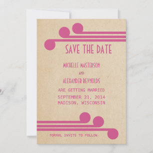 Fuchsia Deco Chic Save-the-Date-Einladung Einladung