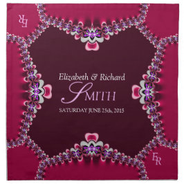 Fuchsia Decorative Lace Monogram Wedding Napkins Serviette