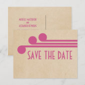Fuchsia Deko Chic Save the Date Postkarte (Vorne/Hinten)