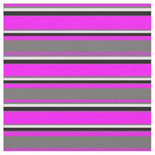 Fuchsia, Dim Gray, Minzcreme und Schwarzes Muster Stoff