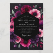 Fuchsia Dramatic Anemone Wedding Einladung (Vorderseite)
