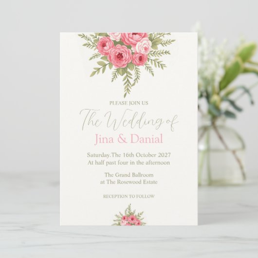 Fuchsia Dream Einladung (Stehend Vorderseite)