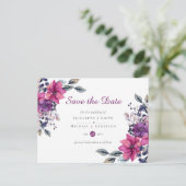 Fuchsia Dreams SAVE THE DATE POSTCARD Postkarte (Stehend Vorderseite)