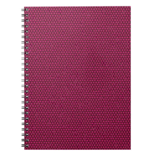 Fuchsia-Dreiecke auf Black Spiral-Notebook Notizblock (Vorderseite)