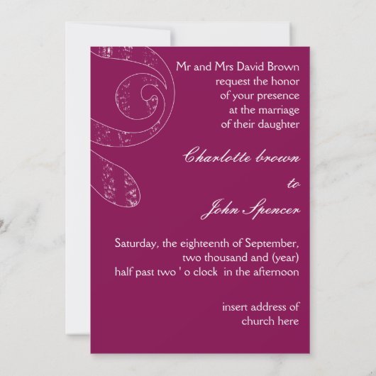 Fuchsia Eiffel Tower Einladung zur Hochzeit (Rückseite)