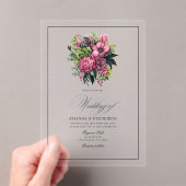 Fuchsia, Emerald Green und Black Floral Wedding Acryleinladungen (Insitu (Handheld))