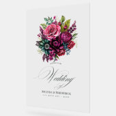 Fuchsia, Emerald Green und Black Floral Wedding Acrylschild (Winkel)