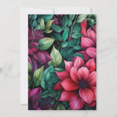 Fuchsia, Emerald Green und Black Floral Wedding Einladung (Rückseite)