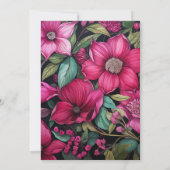 Fuchsia, Emerald Green und Black Floral Wedding Einladung (Rückseite)