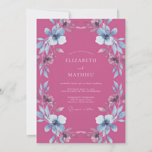 Fuchsia Ethereal Bloom Hochzeit Einladung (Vorderseite)