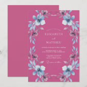 Fuchsia Ethereal Bloom Hochzeit Einladung (Vorne/Hinten)