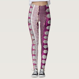 Fuchsia Ethnic Border Abstrakt Leggings