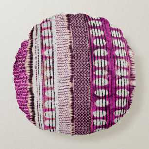 Fuchsia Ethnic Border Abstrakt Rundes Kissen