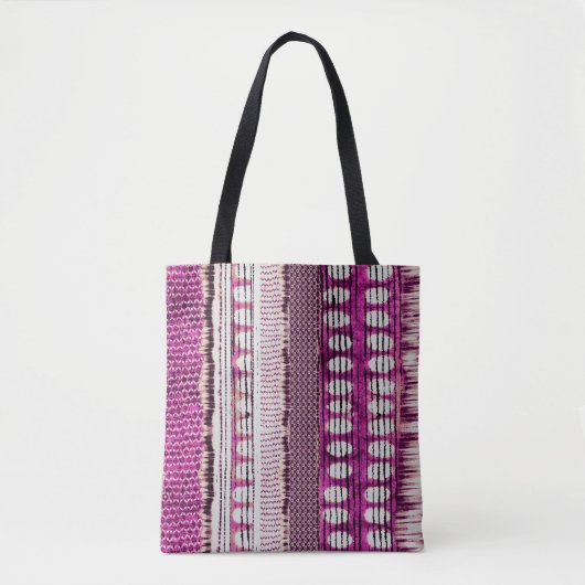 Fuchsia Ethnic Border Abstrakt Tasche (Vorderseite)