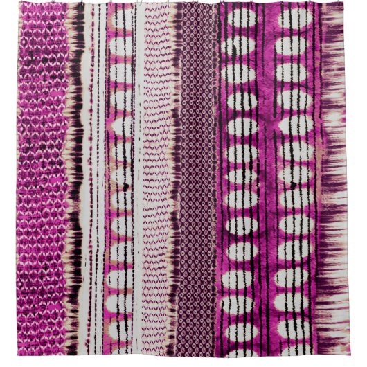 Fuchsia Ethnische Grenze Abstract Duschvorhang (Vorderseite)