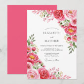 Fuchsia Exquisite Frühjahrs Hochzeit Einladung (Vorne/Hinten)