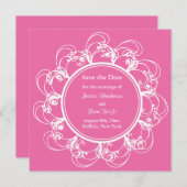 Fuchsia Extravagant Floral Save the Date (Vorne/Hinten)