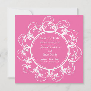 Fuchsia Extravagant Floral Save the Date