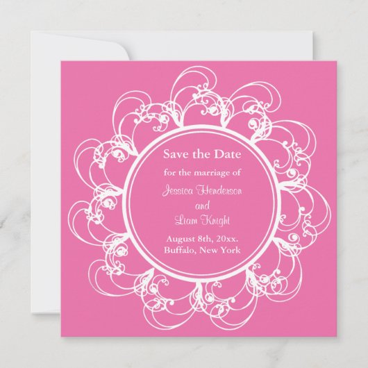 Fuchsia Extravagant Floral Save the Date (Vorderseite)
