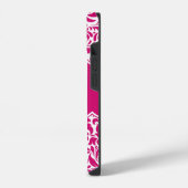 Fuchsia-Farb-Damaskus-Musterdesign monogrammiert C iPhone Hülle (Linke Seite)